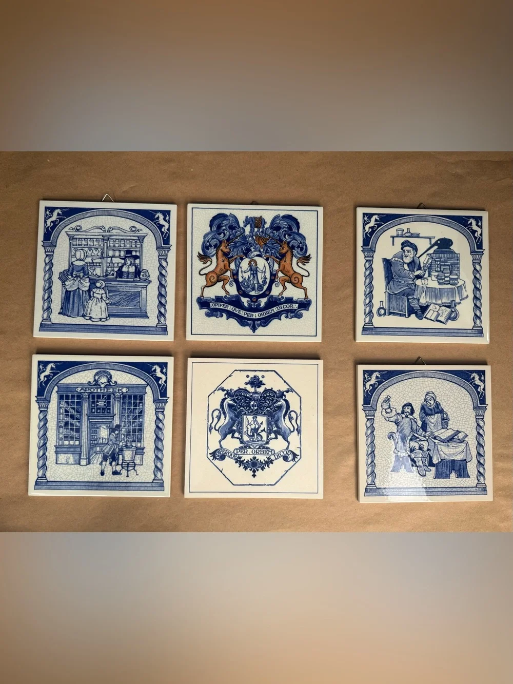 Delft Holland Handmade Tile -  6 Pharmacy Medicine Science Tiles